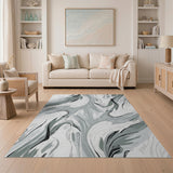 Abstract Grey Swirl Area Rug
