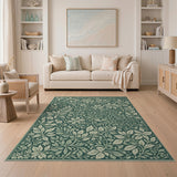 Sage Green Leaf and Berry Floral Area Rug