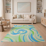 Swirling Blue and Teal Swirling Blue Teal Abstract Area Rug