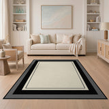 Beige and Neutral Geometric Modern Beige Geometric Frame Area Rug