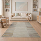 Beige and Neutral Geometric Modern Beige Neutral Striped Woven Area Rug