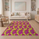 Vibrant Yellow Paisley on Hot Pink Area Rug