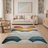 Layered Wave Multi-Color Abstract Area Rug