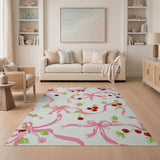 Cherry Pink Ribbon Bow Area Rug