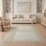 Rustic Farmhouse Neutral Beige Plaid Area Rug
