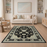 Elegant Black Persian Floral Area Rug