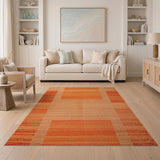 Bold Orange Striped Geometric Area Rug