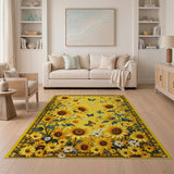 Yellow Sunflower Meadow Rug with Butterflies