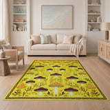 Whimsical Yellow Mushroom Garden Area Rug