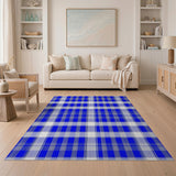 Blue and Teal Navy Blue Plaid Checkered Area Rug