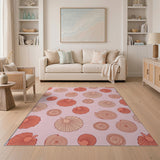 Coastal Beach Pink Seashell Coastal Area Rug
