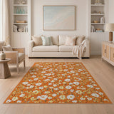 Orange Burnt Orange Daisy Floral Area Rug