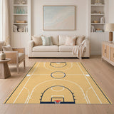 Beige and Neutral Tan Basketball Court Area Rug