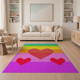 Rainbow Pixel Heart Area Rug