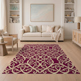 Ornate Purple Gold Filigree Persian Area Rug
