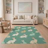Playful Pastel Bunny Pattern Area Rug
