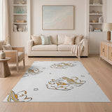 Whimsical Golden Clouds and Doves Area Rug