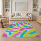 Vibrant Wavy Brush Stroke Abstract Area Rug