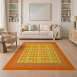 Orange Vibrant Orange Geometric Woven Area Rug