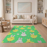 Cute Yellow Chicks White Bunnies Area Rug