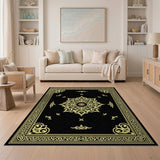 Ornate Gold Mandala Black Area Rug