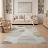 Beige and Neutral Abstract Beige Neutral Organic Shapes Area Rug