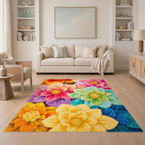 Vibrant Multi-Color Floral Blooms Area Rug