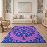 Floral Vintage Purple Purple Mandala Floral Area Rug