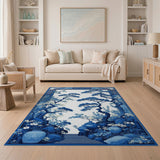Blue White Chinese Pine Garden Area Rug
