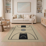 ODIKA Basketball Court Washable Area Rug - Low Pile Non-Slip Playroom Carpet