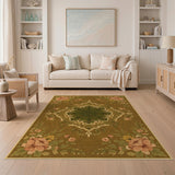 ODIKA Brown Floral Medallion Area Rug