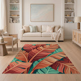 Vibrant Multi-Color Palm Leaf Area Rug