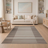 Beige Striped Geometric Area Rug