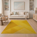 Vibrant Yellow Geometric Triangle Area Rug