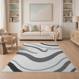 Wavy Gray Abstract Area Rug