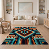 Teal Orange Geometric Southwestern Area Rug