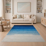 Blue Ombre Gradient Striped Area Rug
