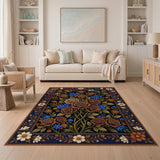 Bronze Rose and Blue Floral Persian Rug
