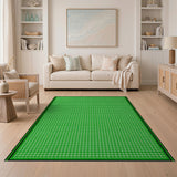 Vibrant Green White Cross Grid Area Rug