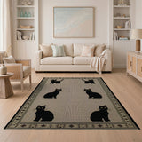 Black Cat Silhouette Persian Area Rug