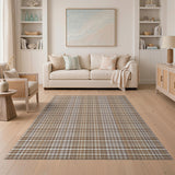 Brown and Tan Plaid Brown Tan Plaid Rustic Farmhouse Area Rug