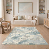 Blue Teal Cloud Swirl Area Rug