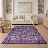 Vibrant Purple Floral Persian Area Rug