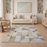 Beige and Neutral Geometric Modern Modern Geometric Neutral Area Rug