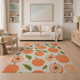 Orange Peach Fruit Pattern Area Rug