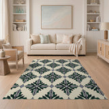 Emerald Green Geometric Cross Rug