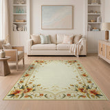 Vintage Gold Floral Border Area Rug
