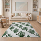 Green Palm Frond Leaf Area Rug