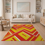 Vibrant Orange Yellow Geometric Area Rug
