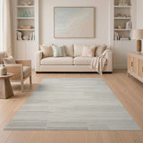 Modern Grey Wavy Stripe Area Rug